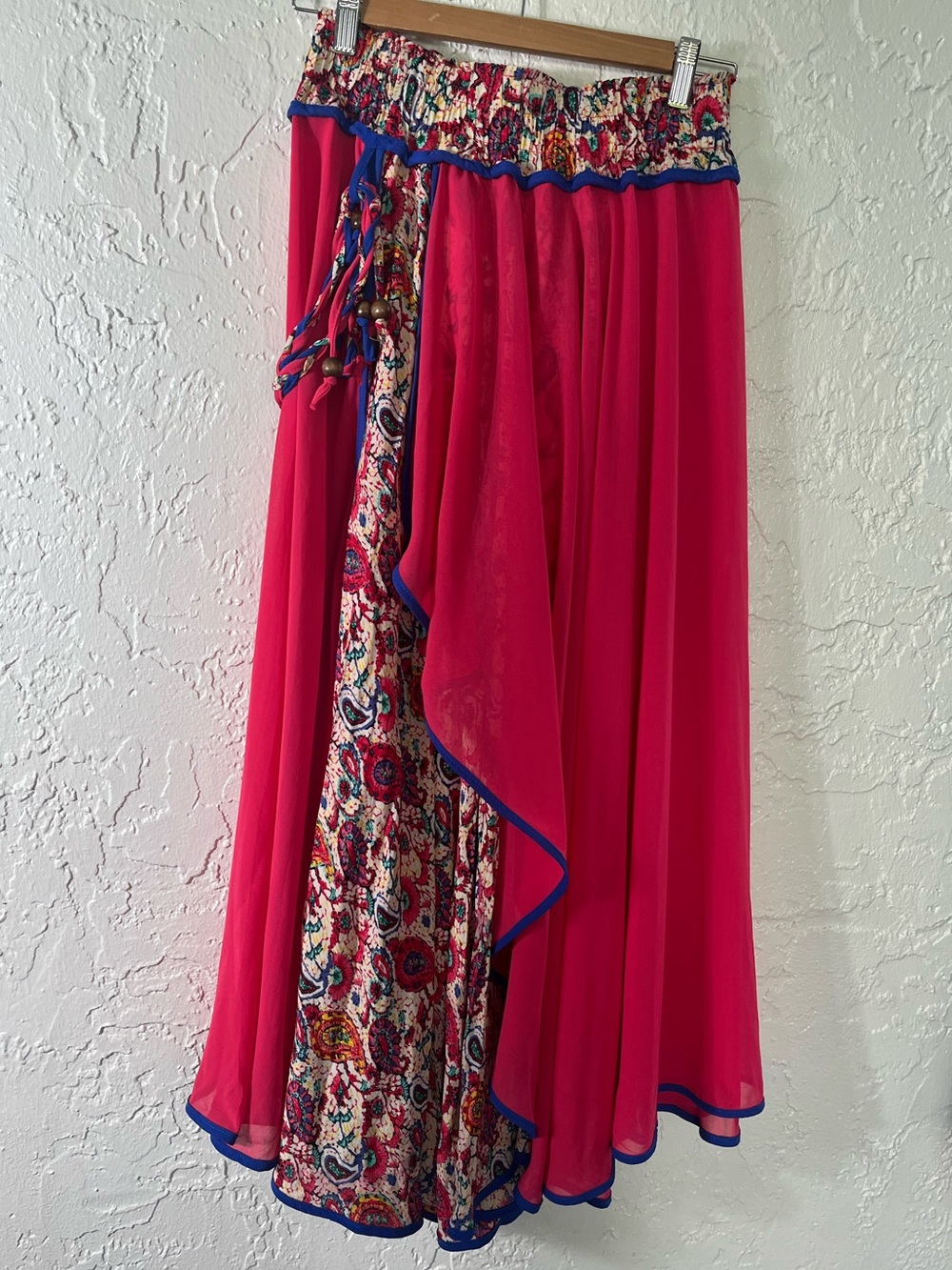Boho Pink Paisley Flowing‎ Maxi Skirt Wrap Style M/L